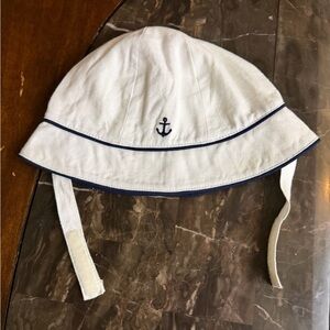 Janie and Jack White Sailor Hat with Navy Trim